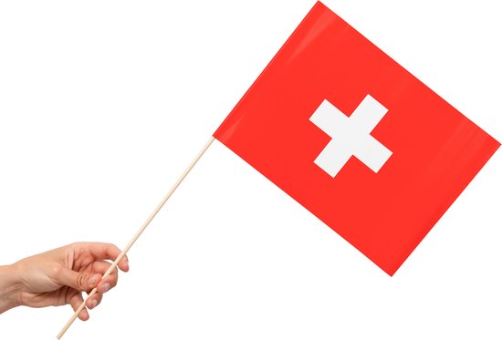 20 Papieren zwaai vlaggen 20 x 30 centimter Zwitserland