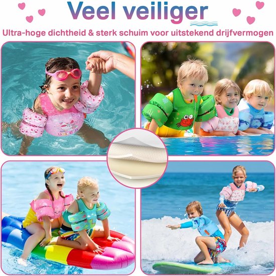 EDWEKIN® zwemvleugeltjes voor kinderen met extra grote luchtkamers; Zwemhulpmiddel voor baby's/peuters van 1 tot 6 jaar; Perfecte zwemhulp voor meisjes en jongens, transparant design