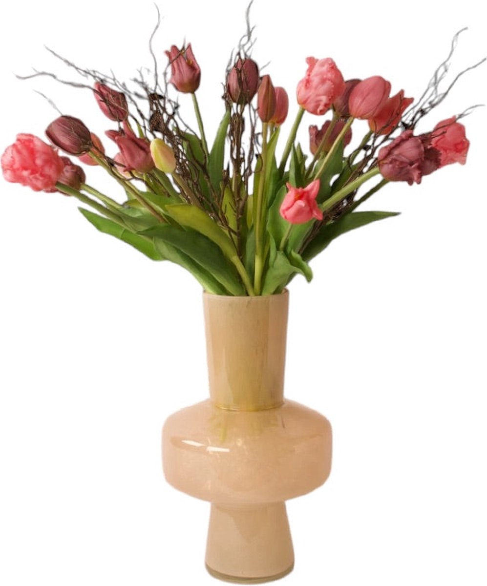 Winq Boeket Parkiet Tulpen in Mauve/ Fuchsiaboeket kunstbloemen-zijden bloemen-tulpen-exclusief vaas