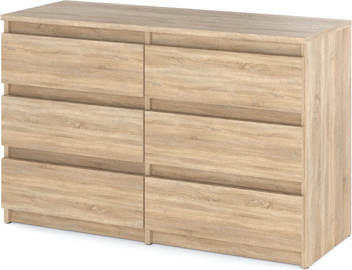 Stiv-Meble AZ Home, Ladekast 6 Laden HUGO 100cm Sonoma Eik Somosa Eik