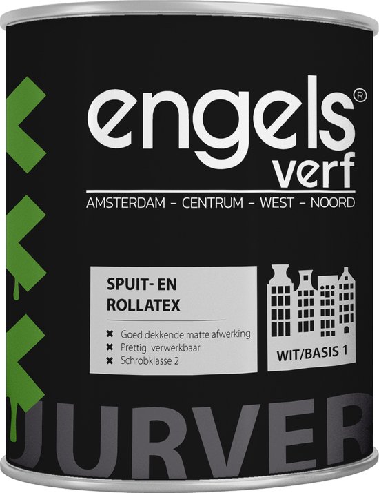 Blik Engels Verf, spuit- en rollatex, wit/basis 1.