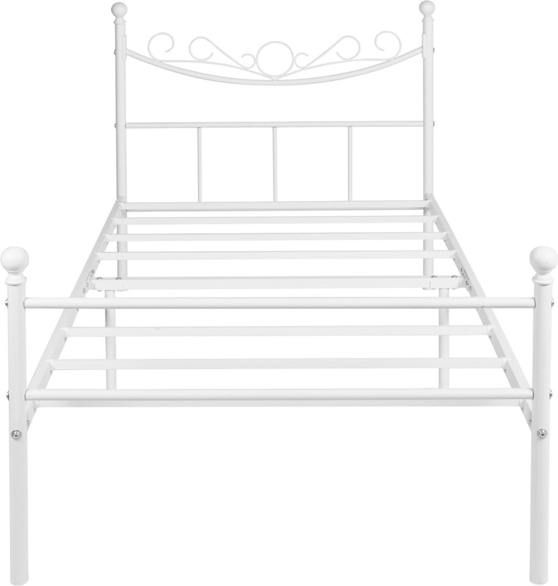 Bolt Edge Metalen Bedframe - Wit - 140x200cm - Incl. lattenbodem - 2 persoons