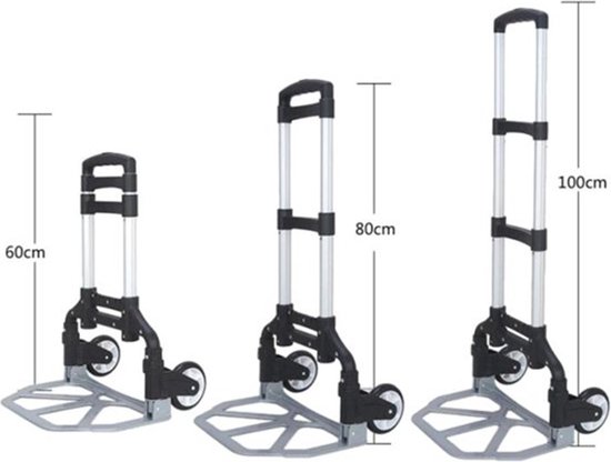 Kibani Steekwagen Opvouwbaar - 75 kg Draagvermogen - Transportwagen - Plateauwagen - Steekkar - Inklapbare Steekwagen - Meubelroller