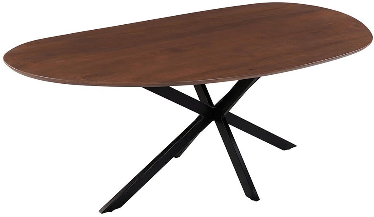 Mangohouten Eettafel Organisch Alessia 180x90 cm Walnoot Mahom Industrieel - Dinertafel van Mangohout & Metaal - Industriële Eettafel