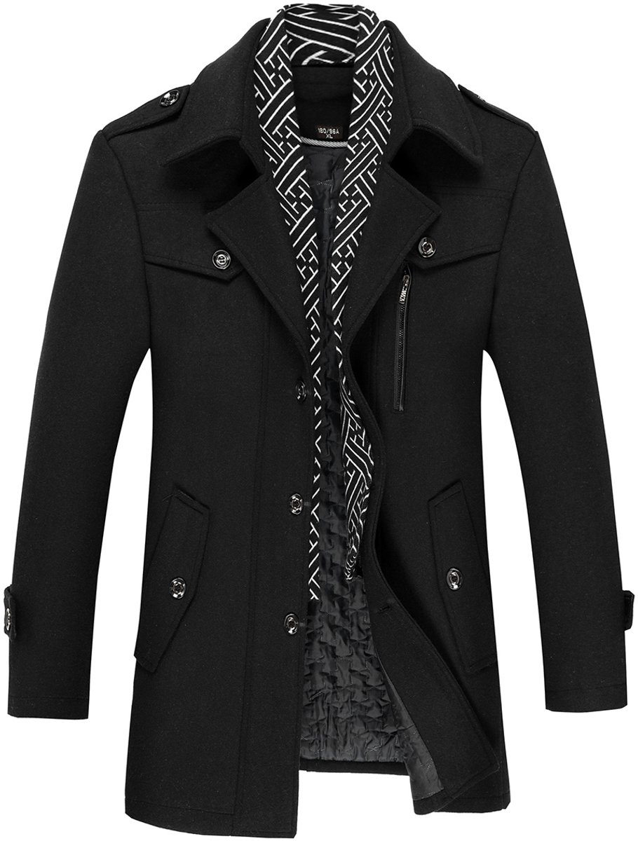 ALLTHEMEN Heren Parka Wollen Jassen - Korte Warme Winterjas- S