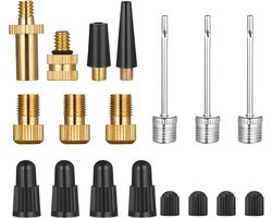 Verloopnippels Set 18 Stuks - Adapter Fietsventiel - Autoventiel - Ballenpomp Naalden - Luchtbed - Zwemband - Universeel Verloopnippels Set 18 Stuks - Adapter Fietsventiel - Autoventiel - Ballenpomp Naalden - Luchtbed - Zwemband - Universeel