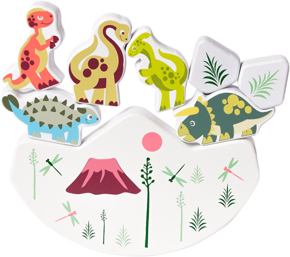 Speelgoedtopdeals - Houten Balanceer Puzzel Dino – Stapel Speelgoed – Motoriek en Cognitief spel – Educatief - Balans