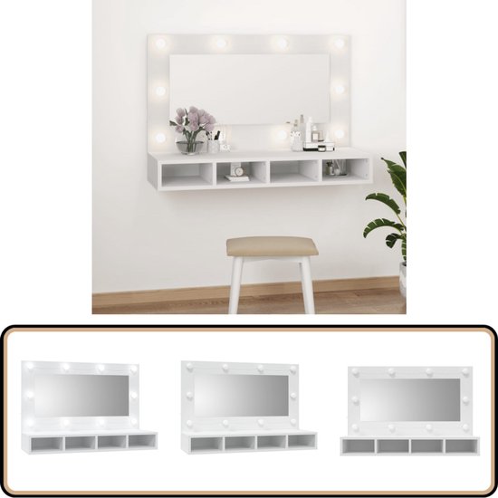 Spiegelkast met LED-verlichting 76x15x55 cm zwart kopen