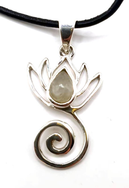 Pendentif lotus en Argent avec pierre de lune (3036MSV)