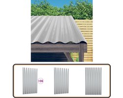 vidaXL Dakpanelen 36 st zilver gepoedercoat staal Dakpanellingen - Metaaldak - Dakmaterialen - Dakbedekking - Carportdak