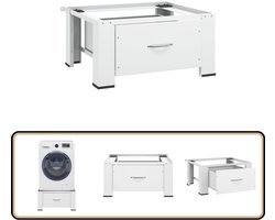 vidaXL Wasmachineverhoger met lade - Wit, 100 kg Wasmachine Verhoger - Wasmachine Stand - Wasmachine Voeten - Wasmachine Verhoogt - Opberglade