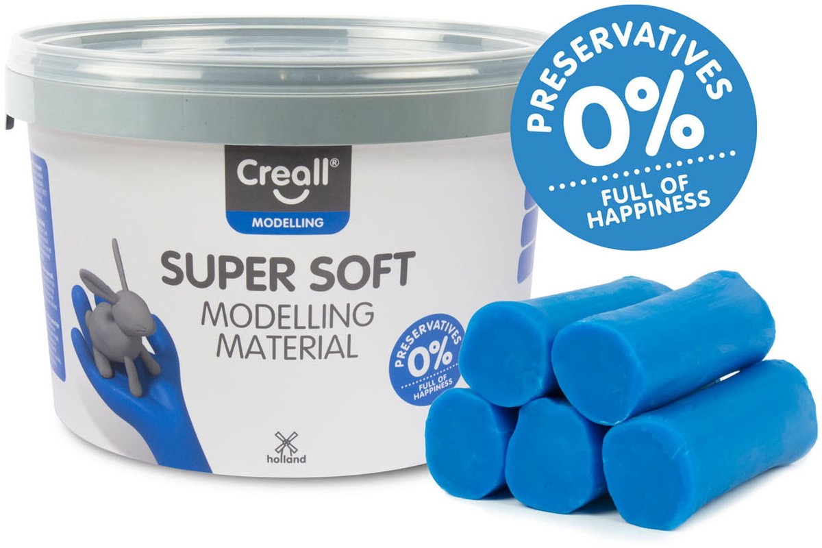 Creall Supersoft boetseerklei - blauw - hersluitbare emmer - 1750 gram - glutenvrij - gemaakt in Nederland — afbeelding 2