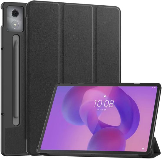 Case2go - Tablet hoes geschikt voor Lenovo Idea Tab Pro - 12.7 Inch - Tri-Fold Book Case - Auto/Wake functie - Zwart