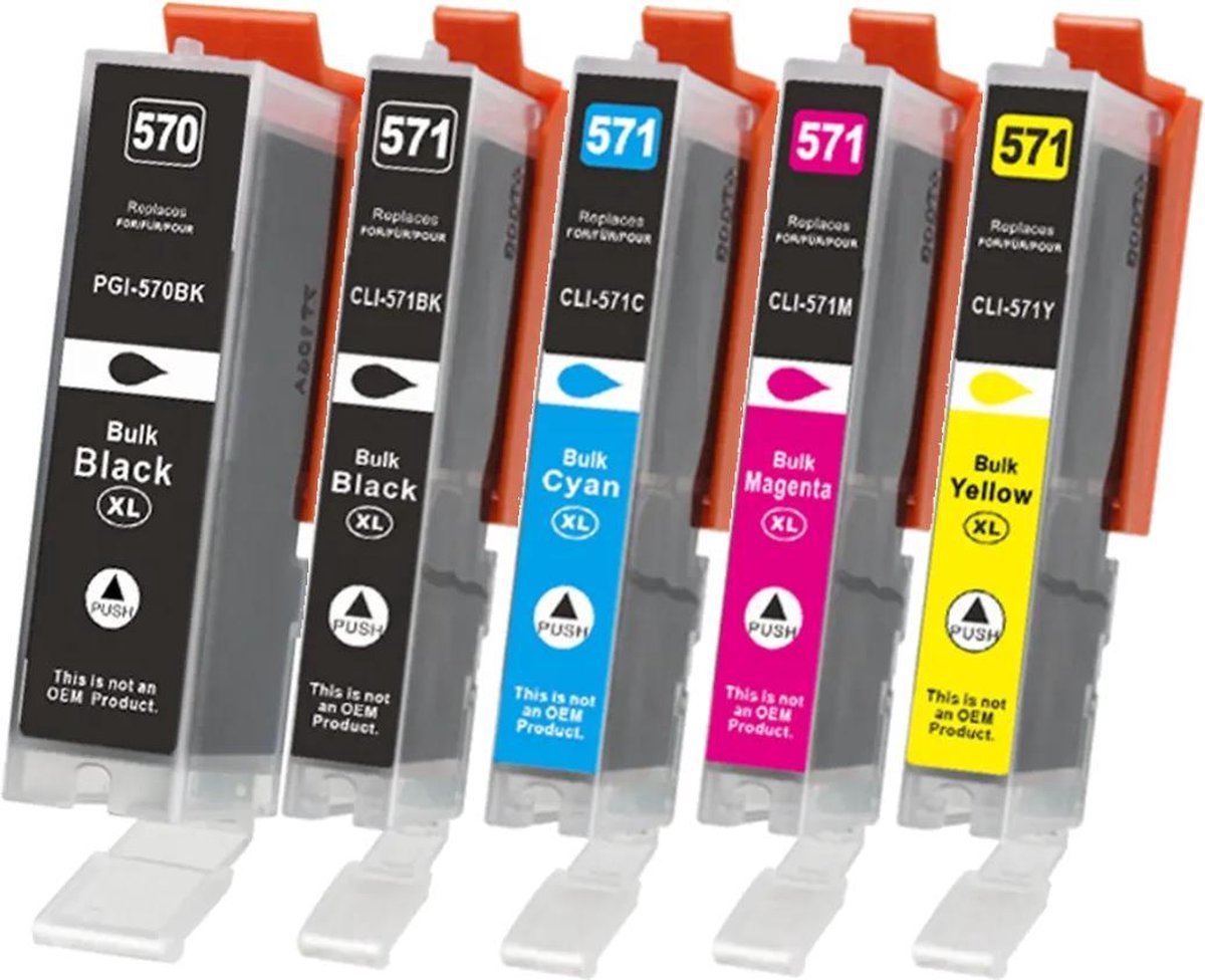 MediaHolland - Huismerk Inkt Cartridges geschikt voor Canon CLI571-PGI570 Printers - Set van 5 Stuks - 5 Kleuren - Geschikt voor Canon Inktpatronen, Cartridge
