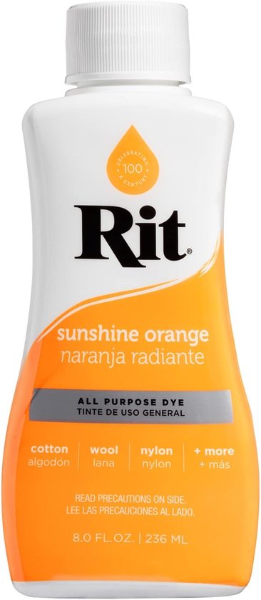 Foto: Rit textielverf liquid dye sunshine orange 236ml voor stoffen en hobby 