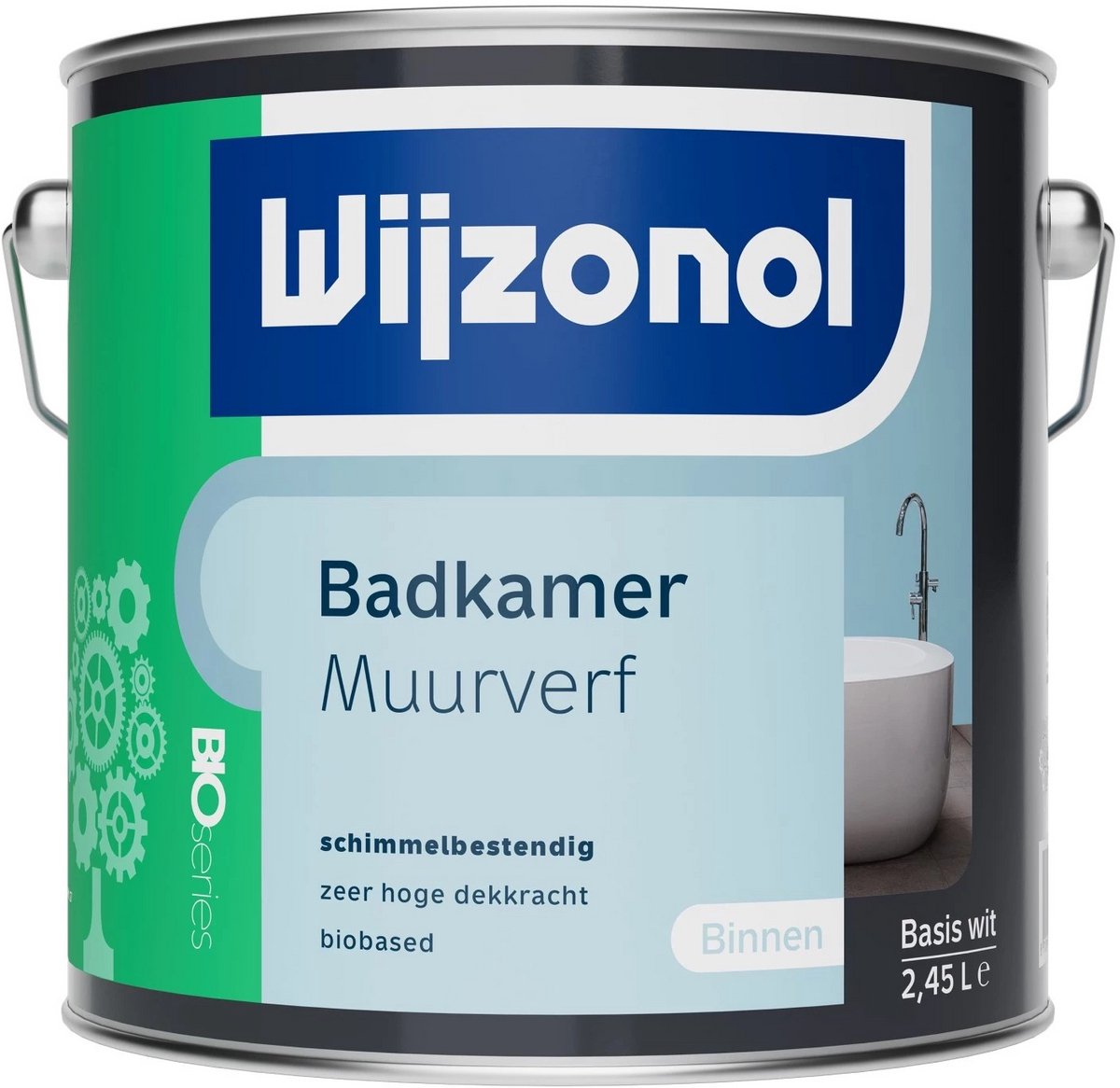 Wijzonol Muurverf Badkamer RAL 9010 Gebroken wit  2,5 Liter