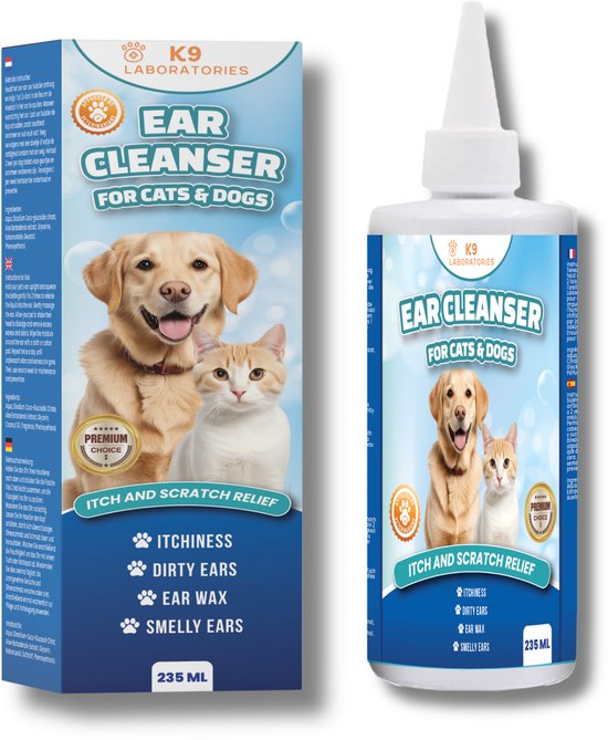 K9 Laboratories - Oorreiniger - voor Honden - Oordruppels Hond, Oorreiniging, Oorcleaner, Oorsmeer, Oormijt, Oorontstekening - 237 ml