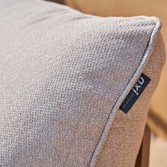 AXI Avery Salon de Jardin, angle, table basse, aspect bois, beige – Salon de jardin avec table - Structure en aluminium thermolaqué - 5 personnes