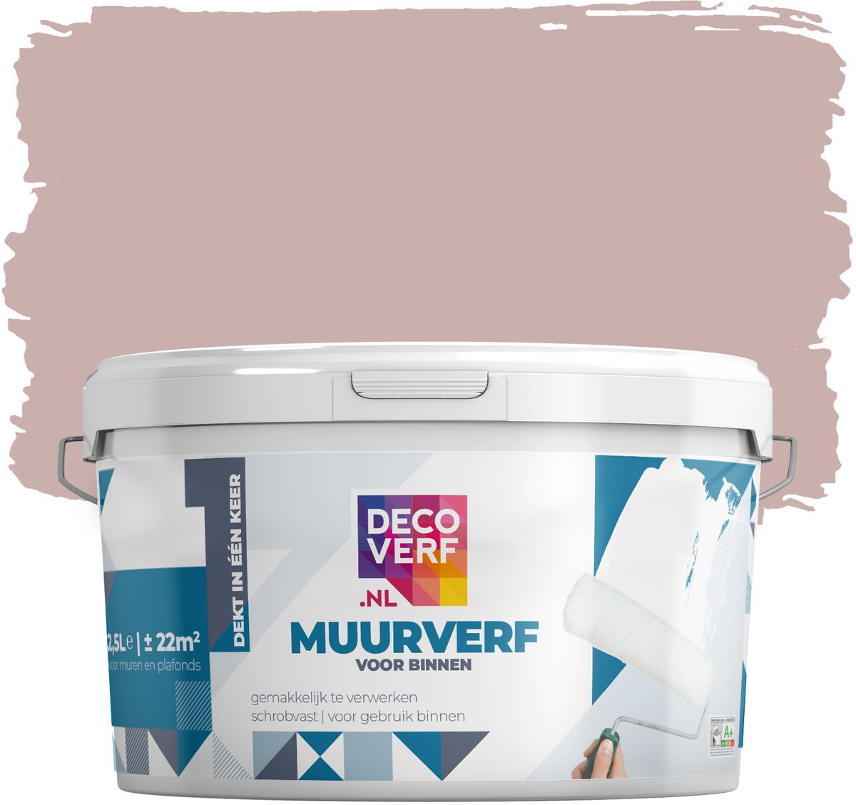 Decoverf muurverf mat oudroze, 2.5L