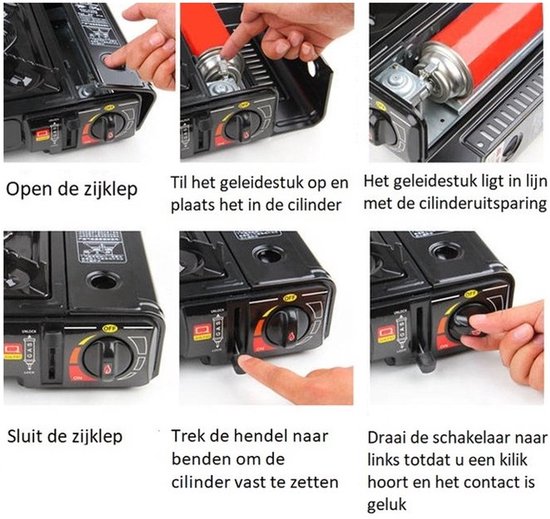 Camping kooktoestel - Draagbaar Gasfornuis - Incl. 2x gasflessen en koffer van FireFriend — afbeelding 4