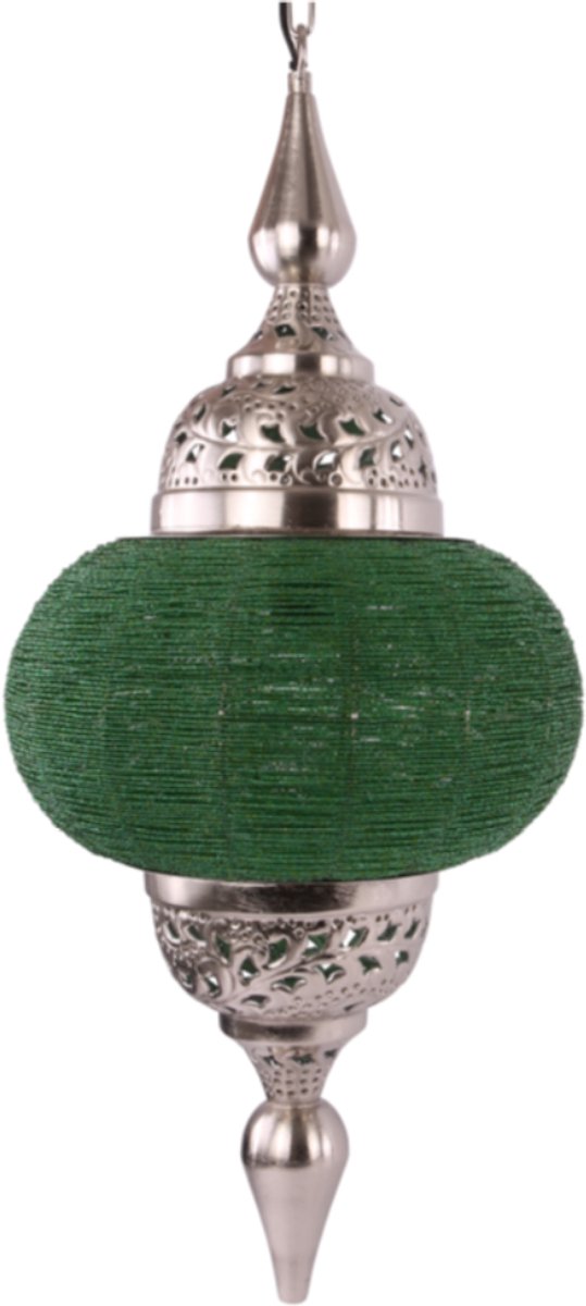 LM-Collection Casablanca Hanglamp - Ø33x73cm - E27 - Grijs/Groen - Metaal/Plastic - hanglampen eetkamer, hanglamp zwart, hanglampen woonkamer, hanglamp slaapkamer, hanglamp kinderkamer, hanglamp rotan, hanglamp hout, hanglamp industrieel