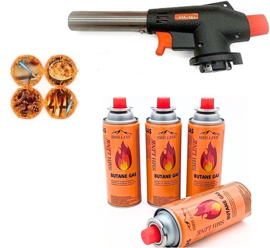 Chalumeau SMH LINE avec quatre bouteilles de gaz orange