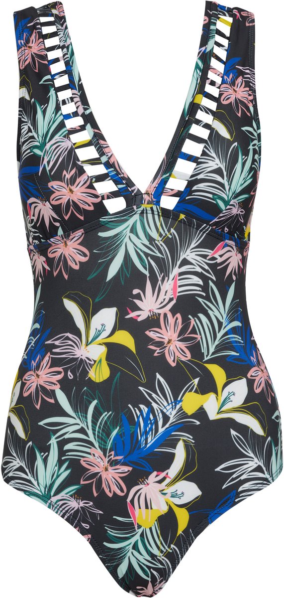 La V Badpak tiener met v-hals en ajourdetail Ange'ls flowers 164-170 (M) Multi color