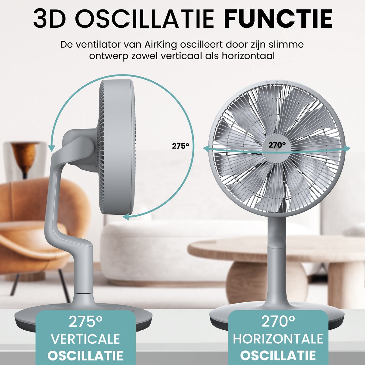 AirKing Statiefventilator - Extreem Stil en energiezuinige ventilator met 15 snelheden, DC Motor, Timer en Nachtmodus - In hoogte verstelbaar (60-105cm) - Horizontale + verticale oscillatie - Grijs — afbeelding 8