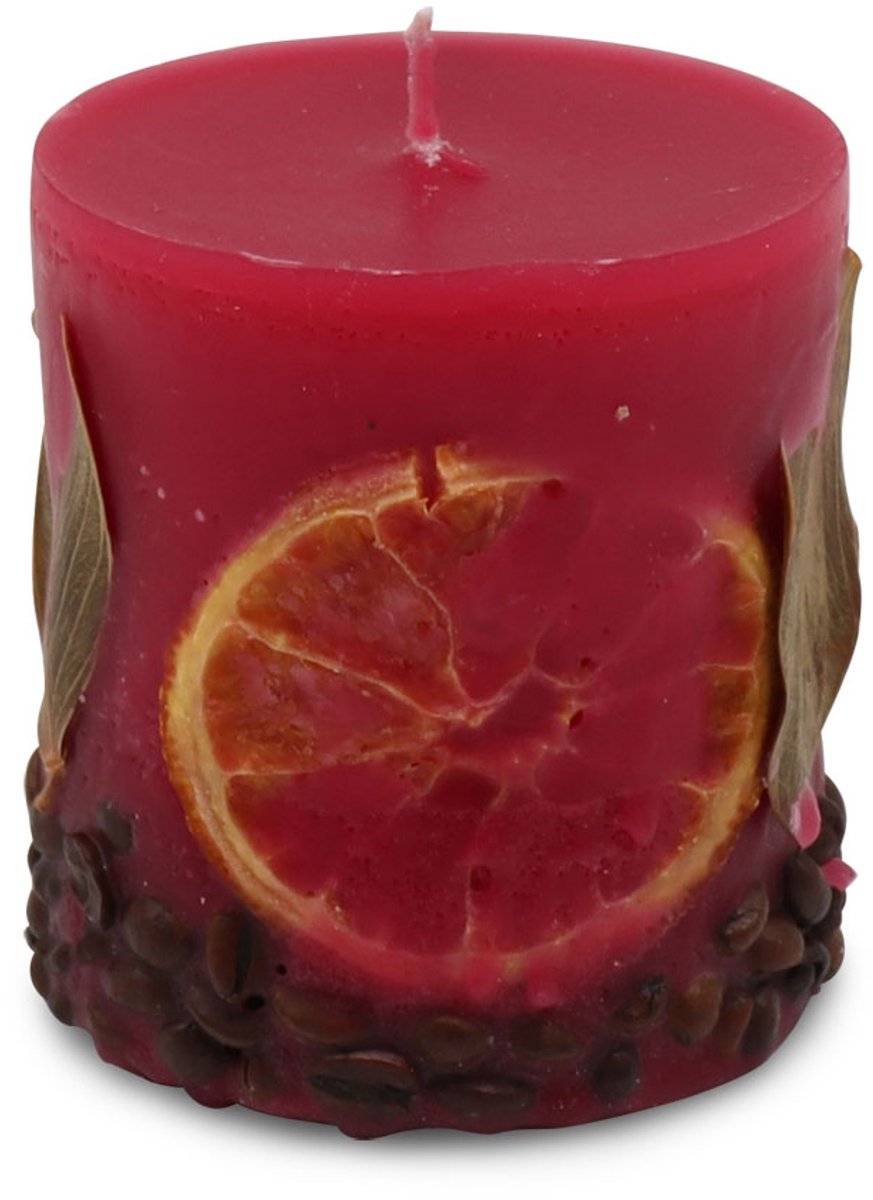 Potpourri geurkaars aardbei bordeaux met een zachte noot van sinasappel en koffie - 7x8 cm handgemaakte geurkaars