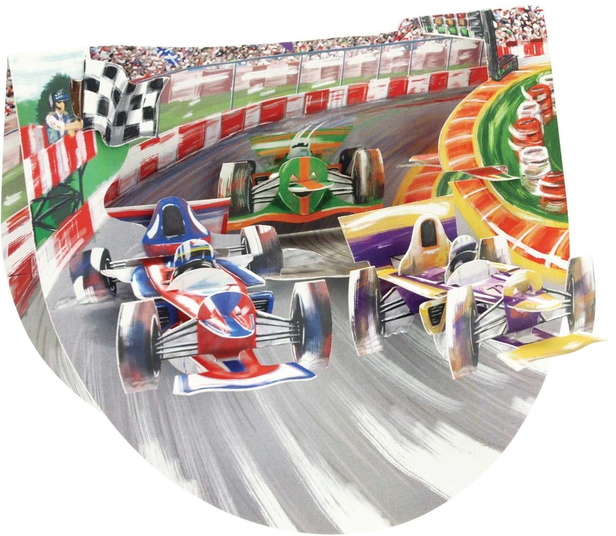 3D Popnrock - Wenskaart - PR074 - Motor Racing
