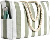 Youhomy Accessoires Mooie Shopper zomer Blauw gestreept - Strandtas met ritssluiting- Weekend