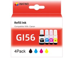INKFIND GI56 inkt geschikt voor CanonGI56 CanonGI-56 Canon GI56 Canon GI-56 Megatank 4-kleuren multipack voor Canon MAXIFY GX6050 Canon Maxify GX7050 GX5050 GX5550 GX6050 GX3050 GX4050 GX5055 GX6055