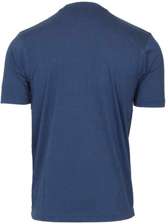 Achterkant van een donkerblauw Donnay T-shirt.