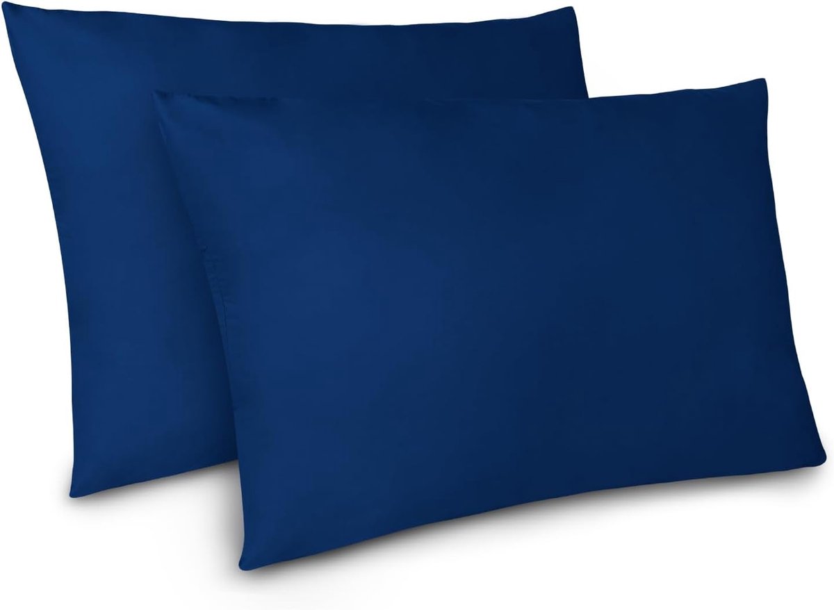 Azalia Dreamzie 40 x 70 cm Cushion Cover, Set Of 2 Cushion Covers, 40 x 70 cm, Dark Blue with Zip, Microfiber, Soft, 40 x 70 cm, Pillowcase Donkerblauw