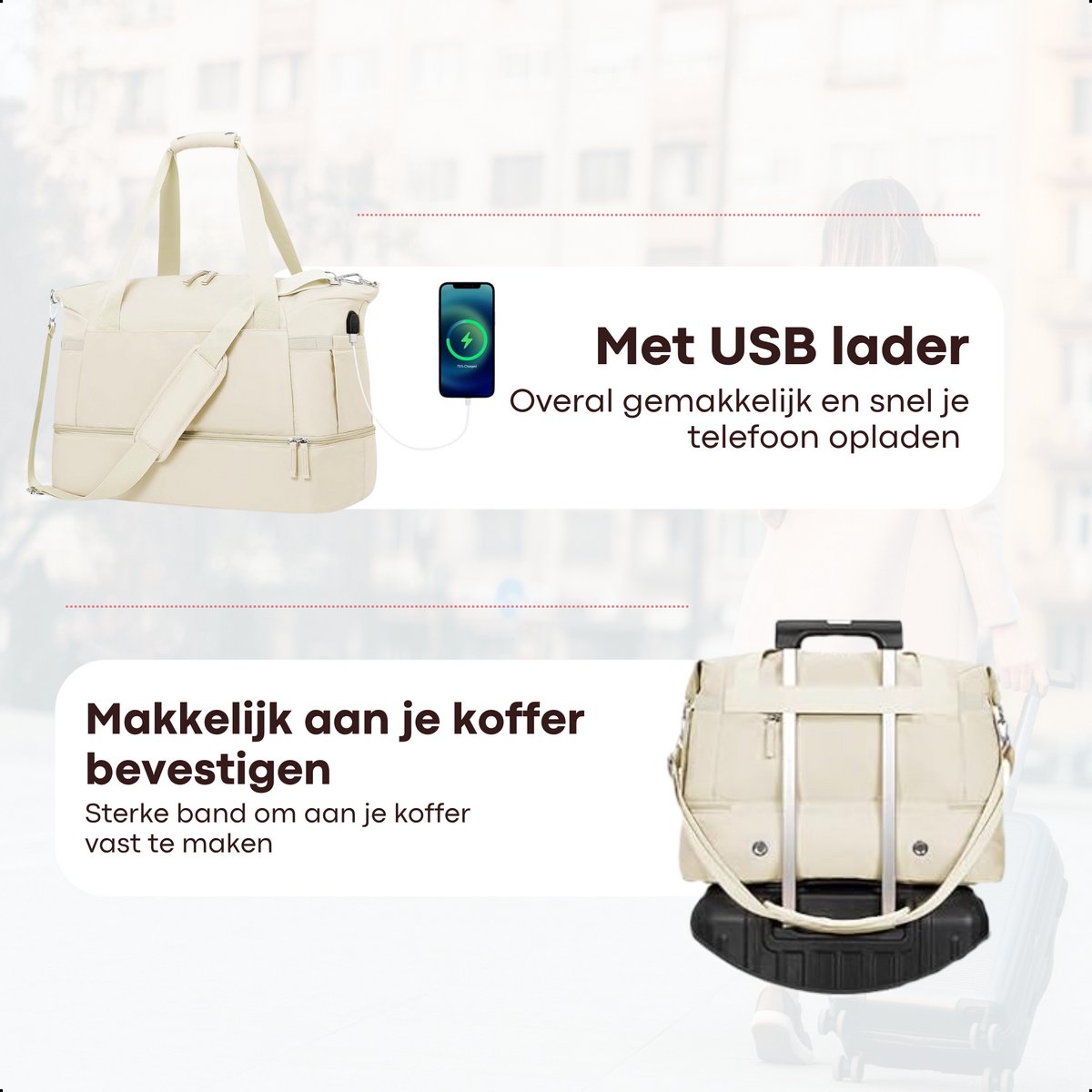 Tonyeee Kledingtas, reistas, 4-in-1 hangtas voor dames, wandelbare