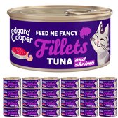 Edgard & Cooper Kattenvoer Graanvrij Natvoer voor Kitten en Kat en Senior Gesteriliseerde of Actieve Katten Natuurlijke Heerlijke Filets 70g x 24 Verse Tonijn & Garnalen, Aanvullende voeding
