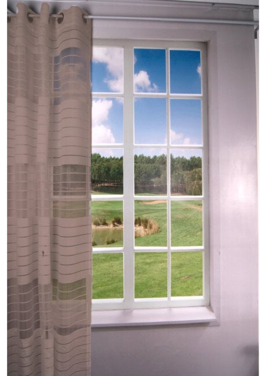 2LIF Sevilla gordijn taupe 140 cm x 260 cm burn-out curta taupe licht doorlatend