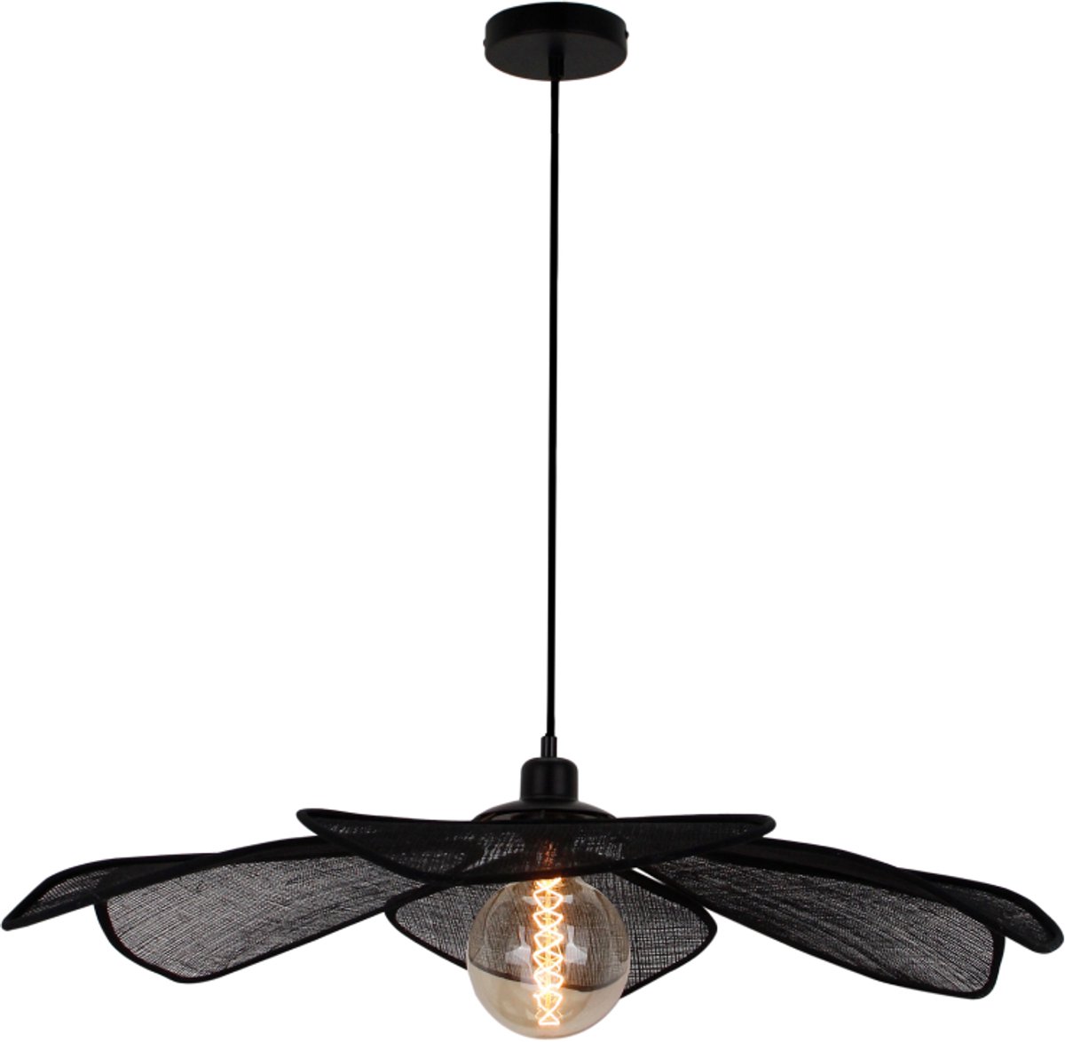 Chericoni Corvo Hanglamp - Ø80 cm - 1-lichts - Natuurlijke Look - Bladvormig Design - E27 Fitting- Zwarte Japandi Hanglamp