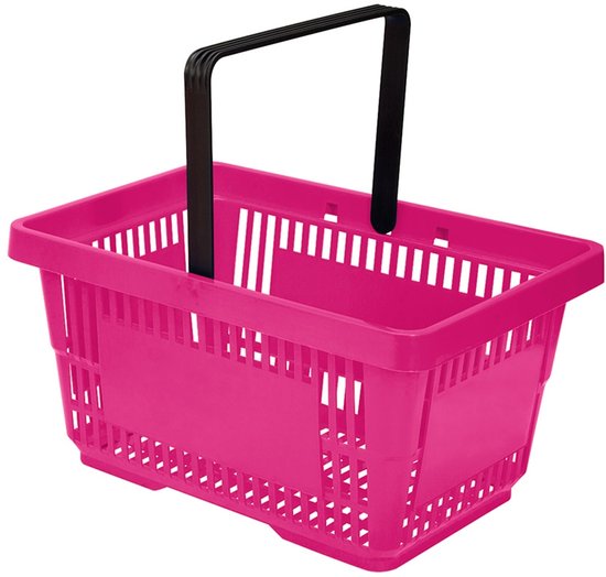 Winkelmandje 20 liter - roze - 1 handgreep - 10 stuks
