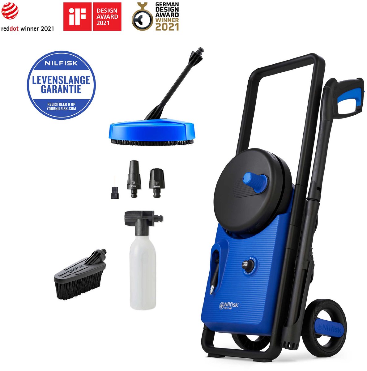 Bol.com Nilfisk Core 140 Power Control Home PCA - 140 Bar - Slanghaspel - Terrasreiniger Compact aanbieding