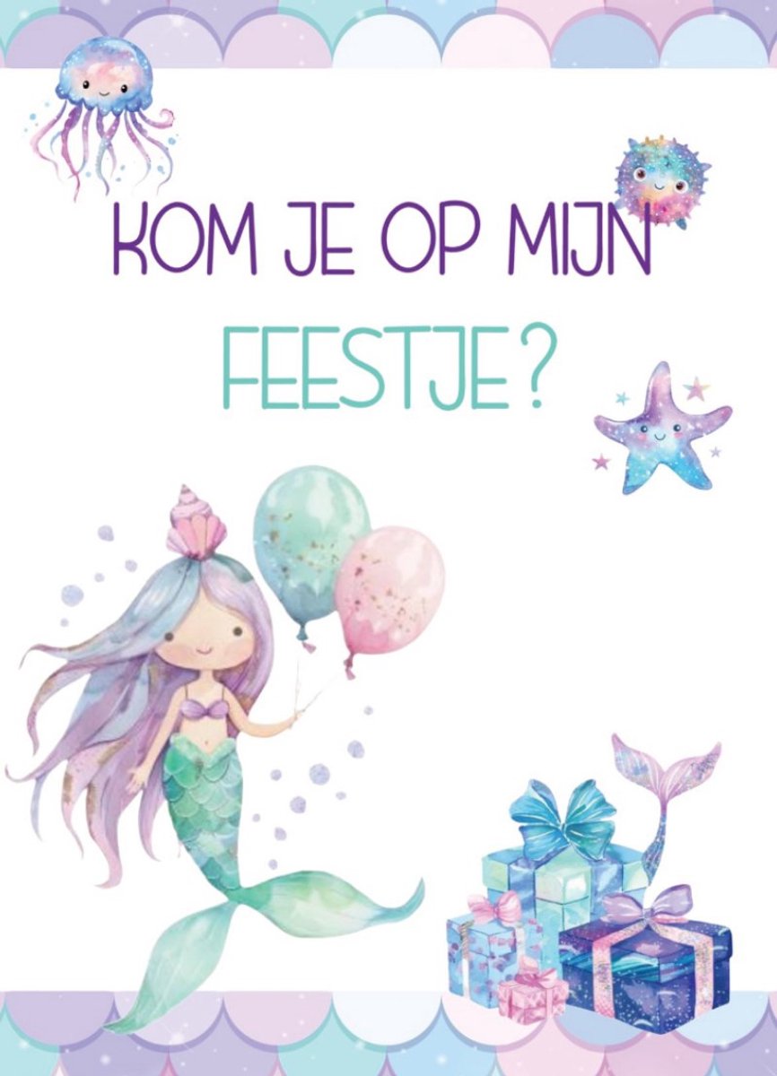10x Uitnodiging kinderfeestje Mermaid - 10 stuks - Zeemeermin - uitnodigingskaarten - uitnodiging verjaardag - uitnodiging feest - kinderfeestje mermaid style - uitnodiging kinderfeestje meisjes - uitnodiging feestje - A6 formaat - meisjes kaart