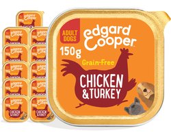 Edgard & Cooper Kuipje Honden Natvoer Hondenvoer Kip - Kalkoen - 11 x 150 gr - Voordeelverpakking