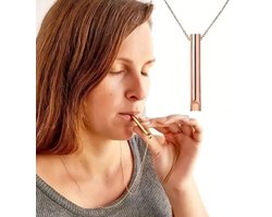 Ademhalingsketting I Kalmerende Ademhaling Ketting I Angst & Ontspanning, Meditatiehulpmiddel I Ademhalingstrainer I Hyperventilatie Hulpmiddel I RVS I Rozegoud