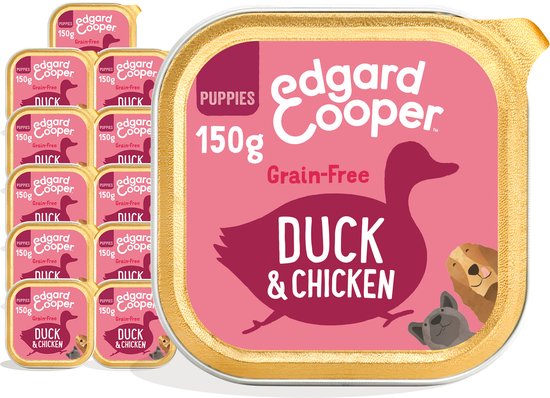 Edgard & Cooper Kuipje Honden Natvoer Puppy Hondenvoer Eend - Kip - 11 x 150 gr - Voordeelverpakking