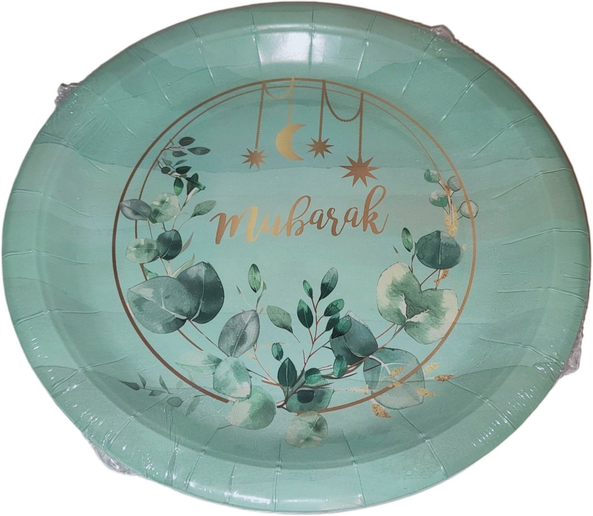 Ramadan Mubarak Wegwerpbordjes | Suikerfeest Servies | Eid Mubarak | Eid al Fitr | Ramadan Feestversiering | Offerfeest | Gebaksbordjes | Koekjesbord| Turquoise Mint Groen | Wegwerp Servies | Ramadan Decoratie | FSC® Papier | Ø 23 cm | 10 Stuks