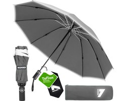 Nohrd Stormparaplu - Grijs - Paraplu Opvouwbaar - Stormbestendig 108 km/h - Stormparaplu's - Automatisch In- en Uitklapbaar - Reflecterend - Paraplu's - Incl. Beschermhoes