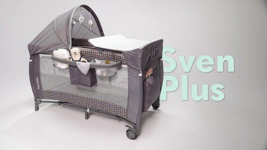 Lionelo Sven Plus 2in1 Meegroeibed & Campingbedje - 127x60 cm - Tot 15 kg - Co-Sleeper - Reisbed met Commode, Organizer, Klamboe en Interactief Speelgoed