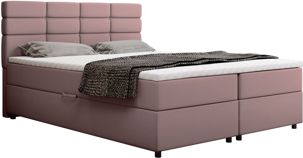 Boxspring met opbergruimte Reve 160 x 200 cm tweepersoons -Inclusief Topper- Roze