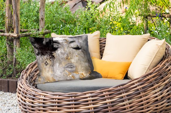 Coussins d'extérieur - Jardin - Femme - Art - Or - Zwart - 50x30 cm