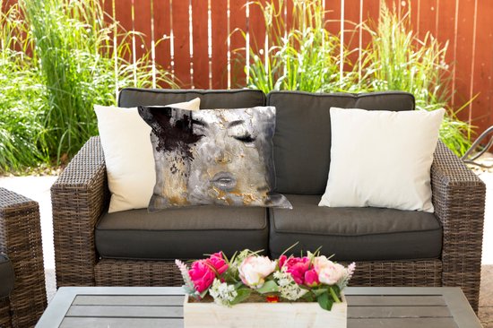 Coussins d'extérieur - Jardin - Femme - Art - Or - Zwart - 50x30 cm